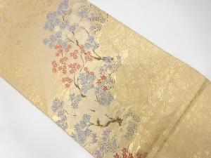 道長取りに紅葉・花模様織り出し袋帯